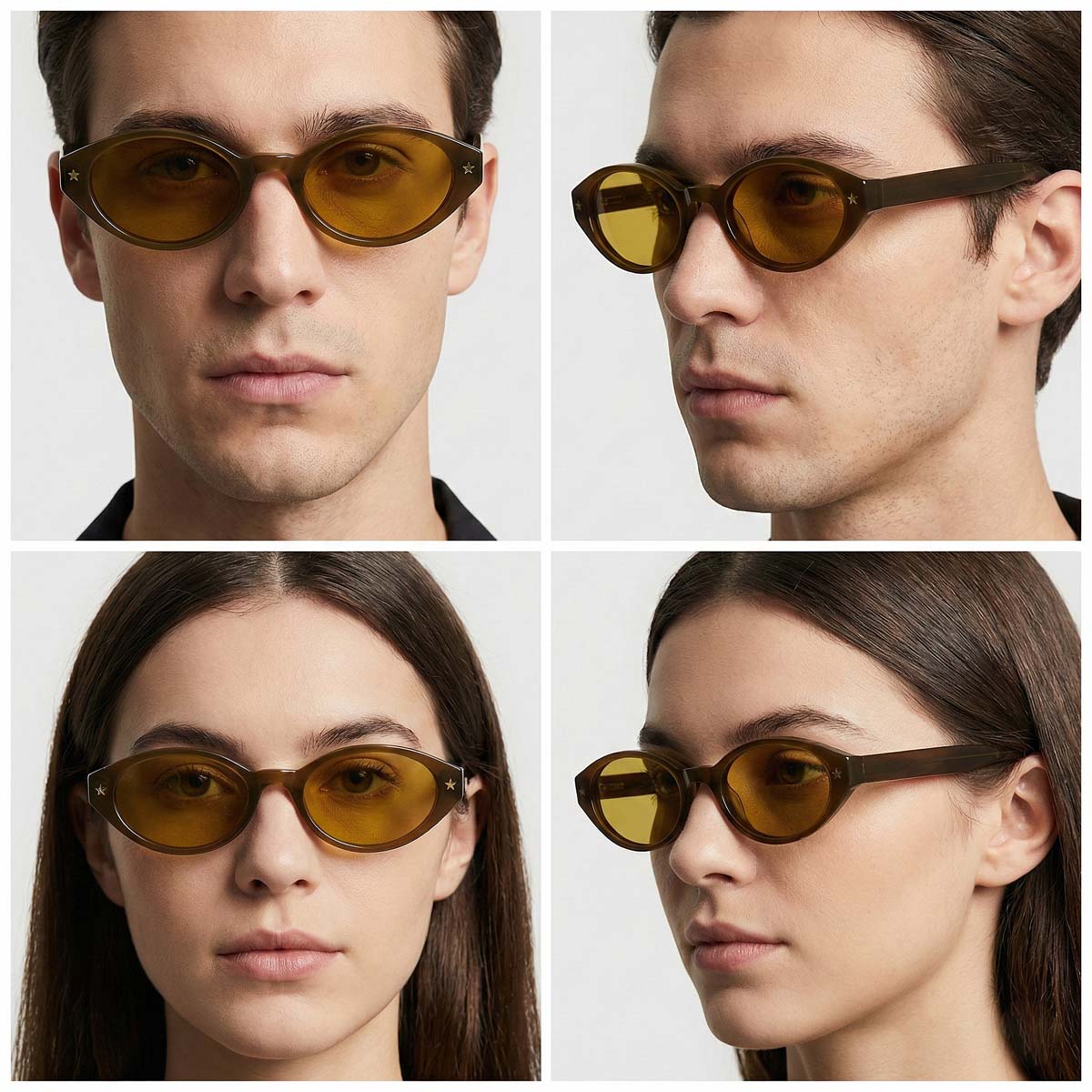 VeyRey dámské cat-eye acetátové polarizační sluneční brýle Aest hnědá obruba žlutá skla