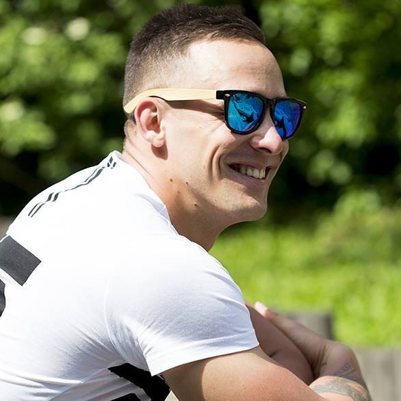 VeyRey Dřevěné polarizační sluneční brýle Conifer modrá skla