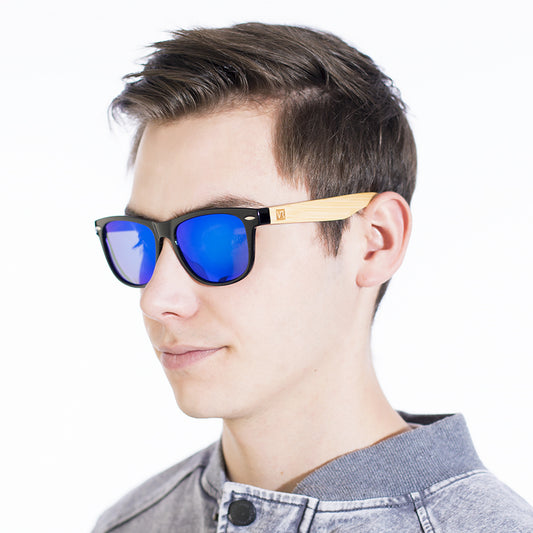 VeyRey Dřevěné polarizační sluneční brýle Conifer modrá skla