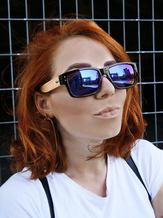 VeyRey Dřevěné sluneční brýle Fig modré