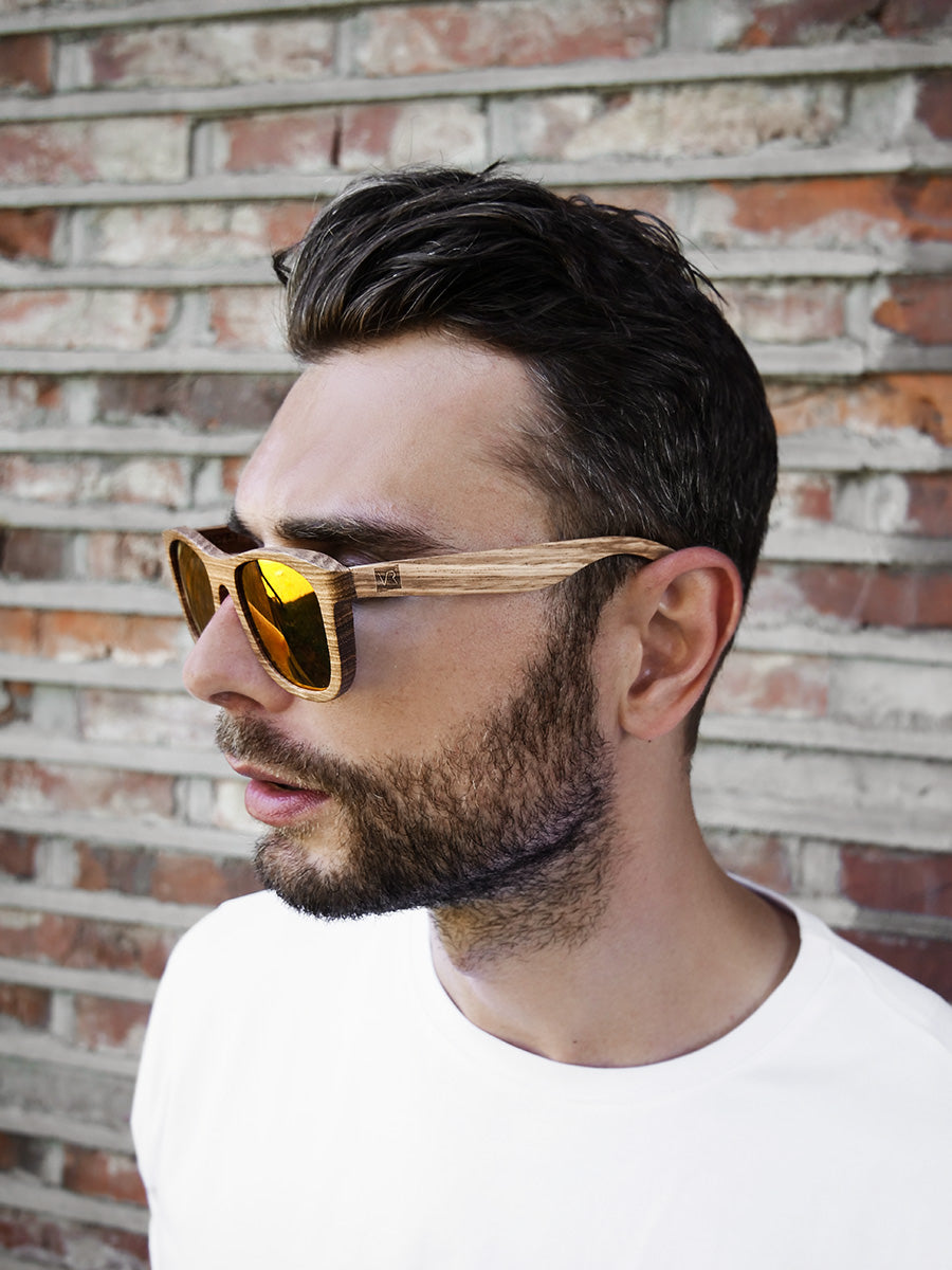 VeyRey Dřevěné polarizační brýle Firry červená skla