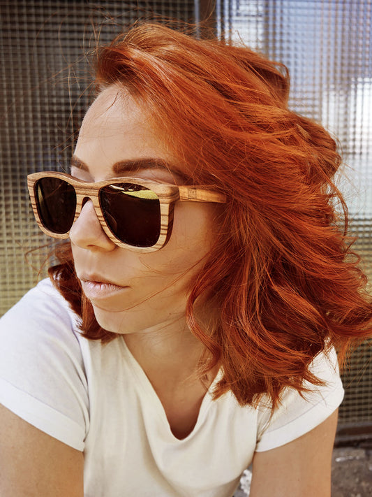 VeyRey Dřevěné polarizační brýle Firry hnědá skla