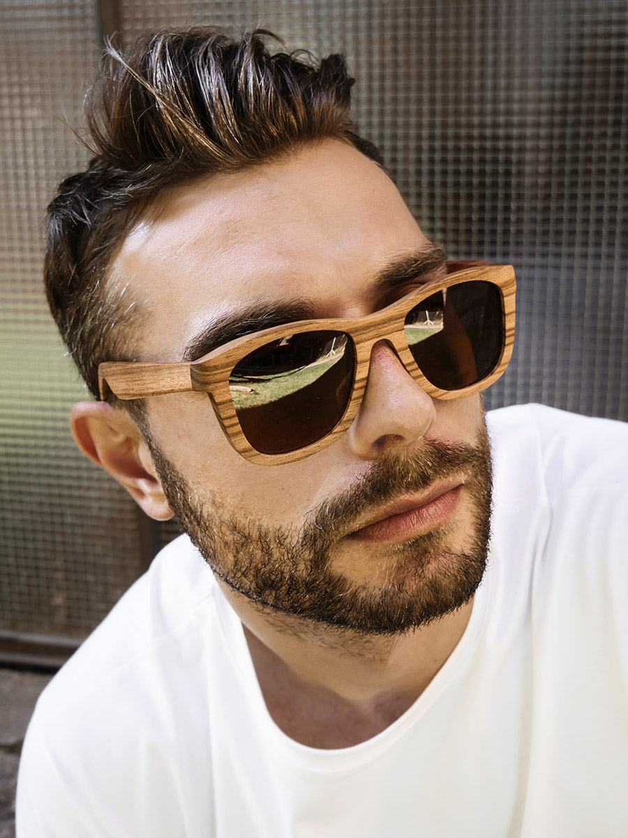 VeyRey Dřevěné polarizační brýle Firry hnědá skla