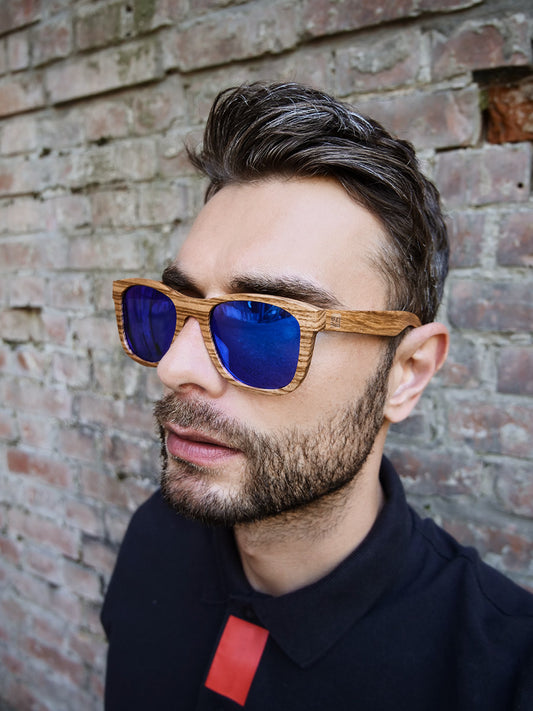 VeyRey Dřevěné polarizační brýle Firry modrá skla