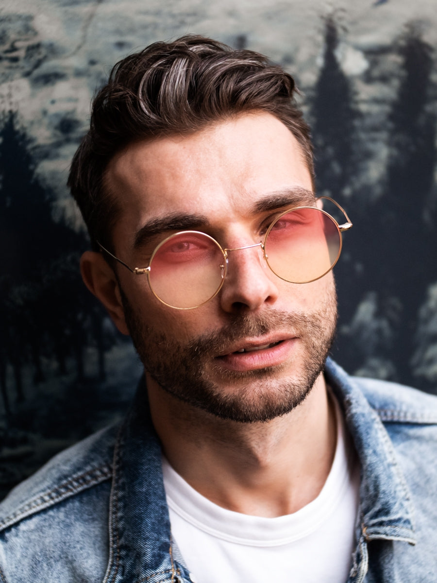 VeyRey Sluneční brýle lenonky Gunnel růžovo-žlutá skla