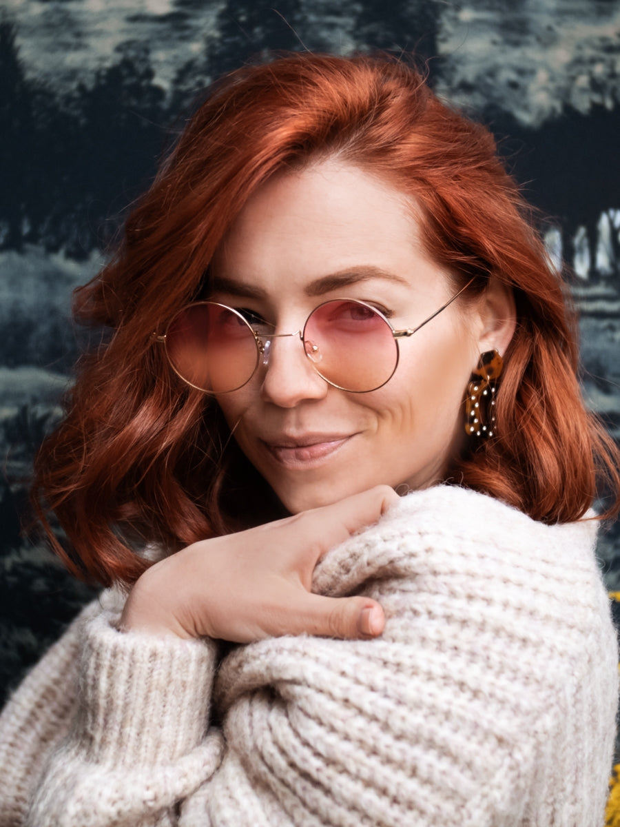 VeyRey Sluneční brýle lenonky Gunnel růžovo-žlutá skla