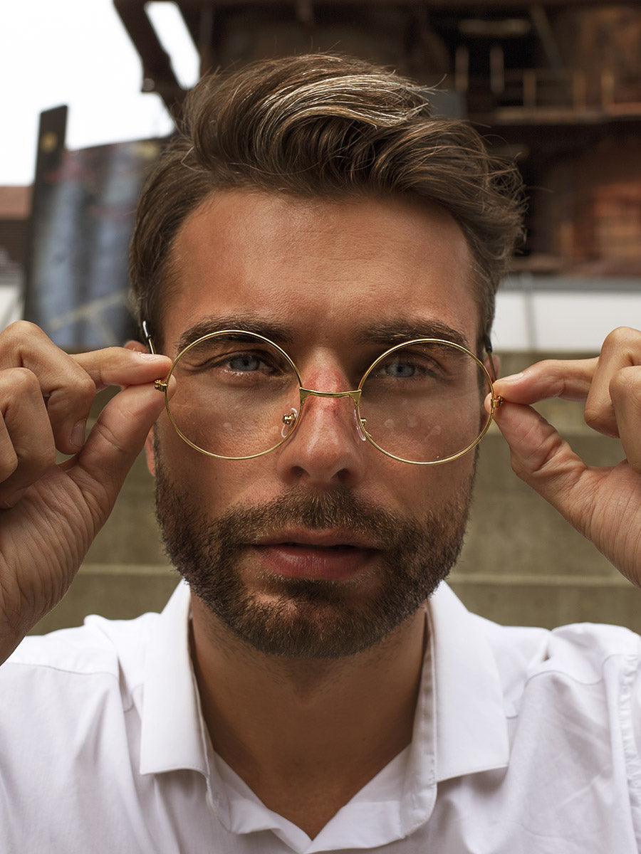 VeyRey Brýle s čirými skly lenonky Hahn zlaté