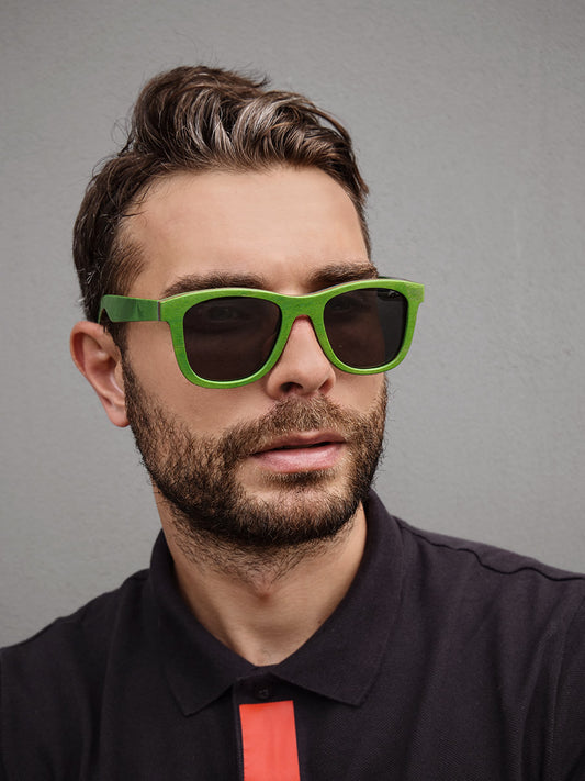 VeyRey Dřevěné polarizační sluneční brýle Metasequoia zelené