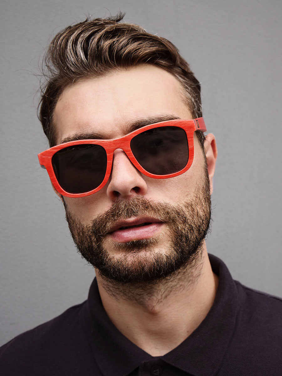 VeyRey Dřevěné polarizační sluneční brýle Metasequoia červené