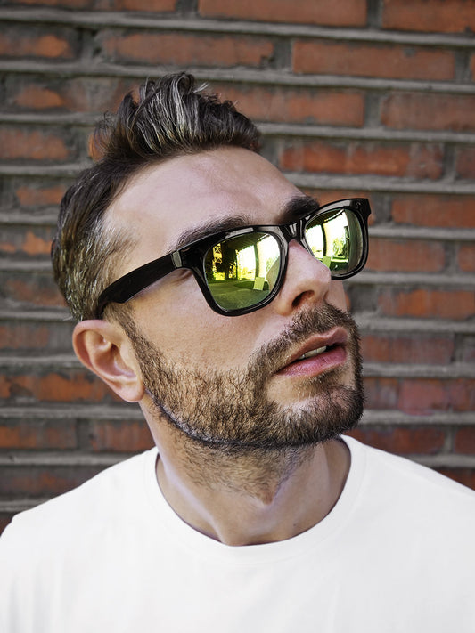 VeyRey Sluneční brýle Nerd černé zrcadlové žlutá skla