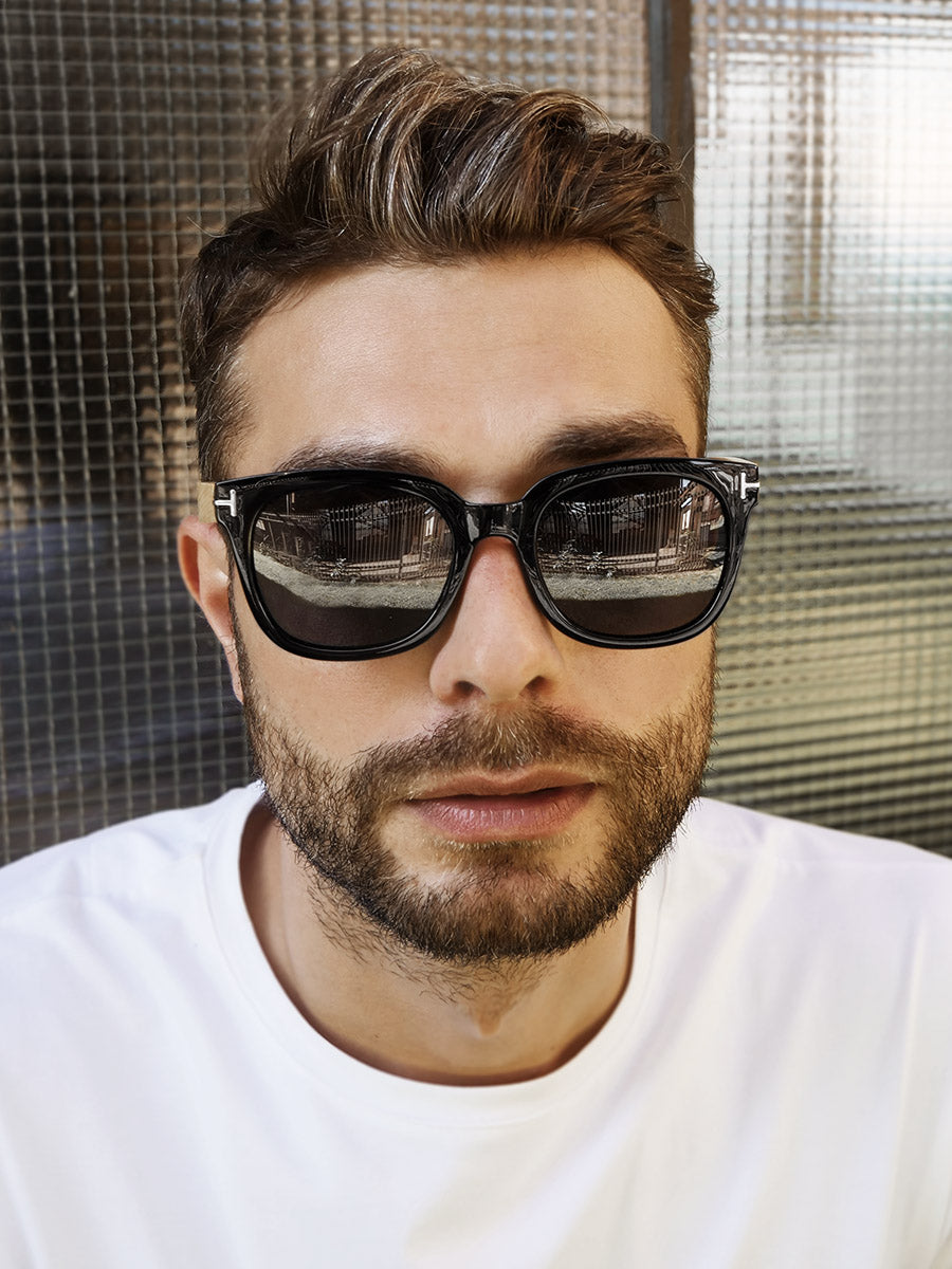 VeyRey Dřevěné polarizační sluneční brýle Stump černá skla