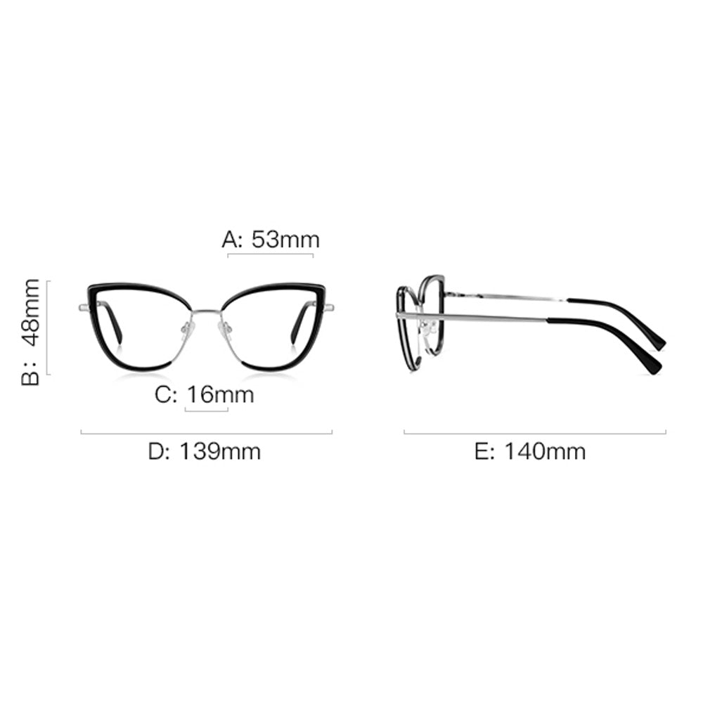 VeyRey dámské cat-eye dámské brýle blokující modré světlo Phuftes čirá skla