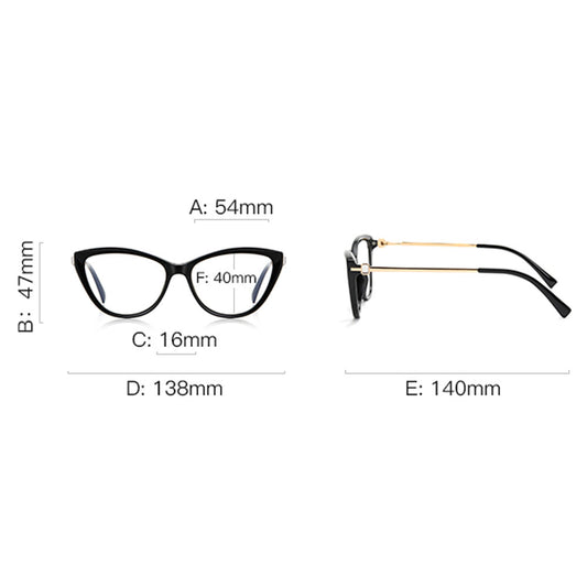 VeyRey dámské cat-eye dámské brýle blokující modré světlo Abie čirá skla