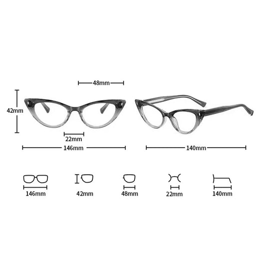 VeyRey dámské cat-eye dámské brýle blokující modré světlo Jarni čirá skla