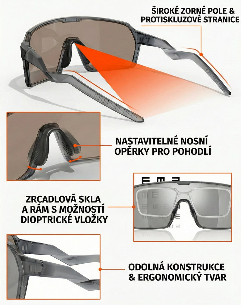 VeyRey sportovní sluneční brýle Ocli černá obruba zlatá skla
