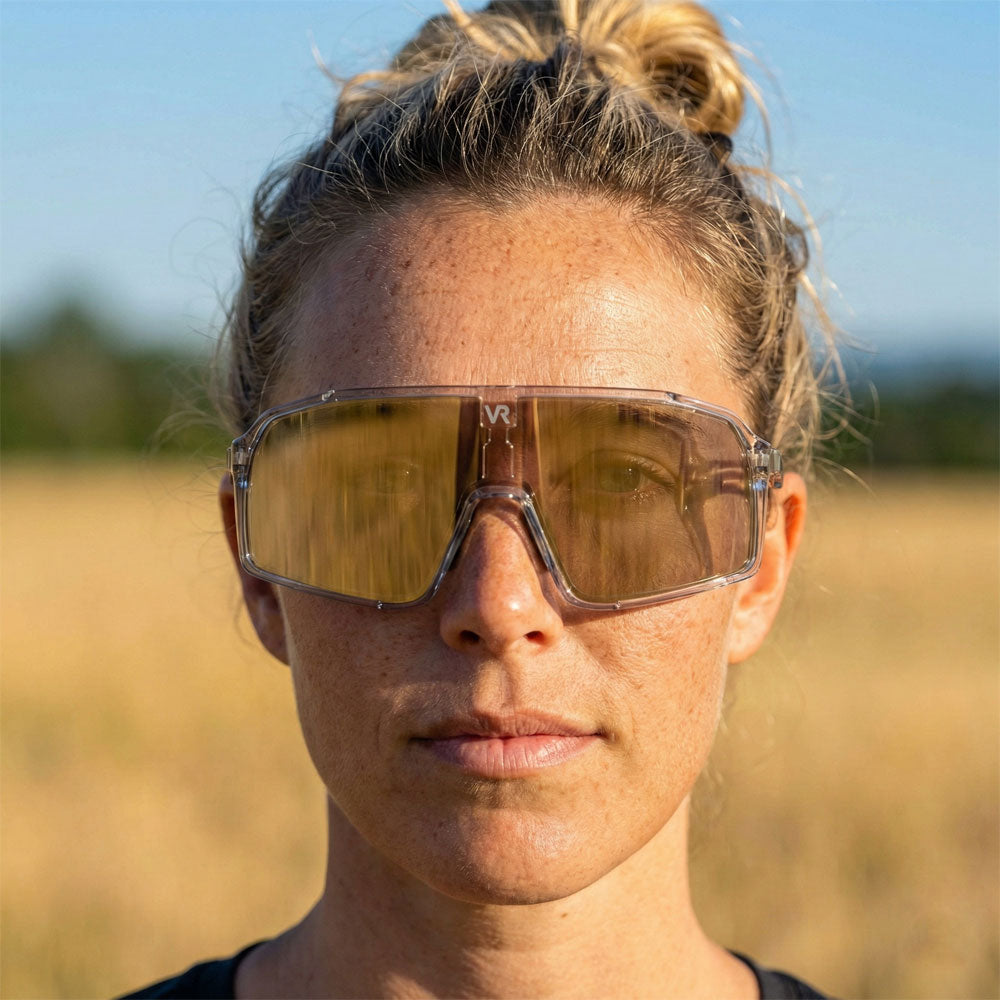 VeyRey sportovní fotochromatické sluneční brýle Ogharod průhledná-šedá obruba zlatá skla