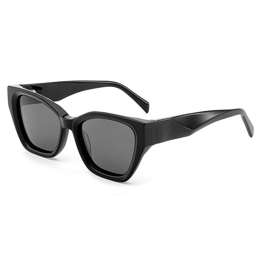 VeyRey cat-eye acetátové polarizační sluneční brýle Antitot černá obruba černá skla
