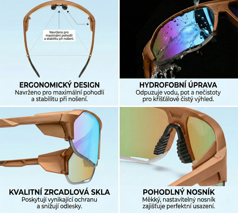 VeyRey sportovní polarizační sluneční brýle Bralter hnědá obruba modrá skla