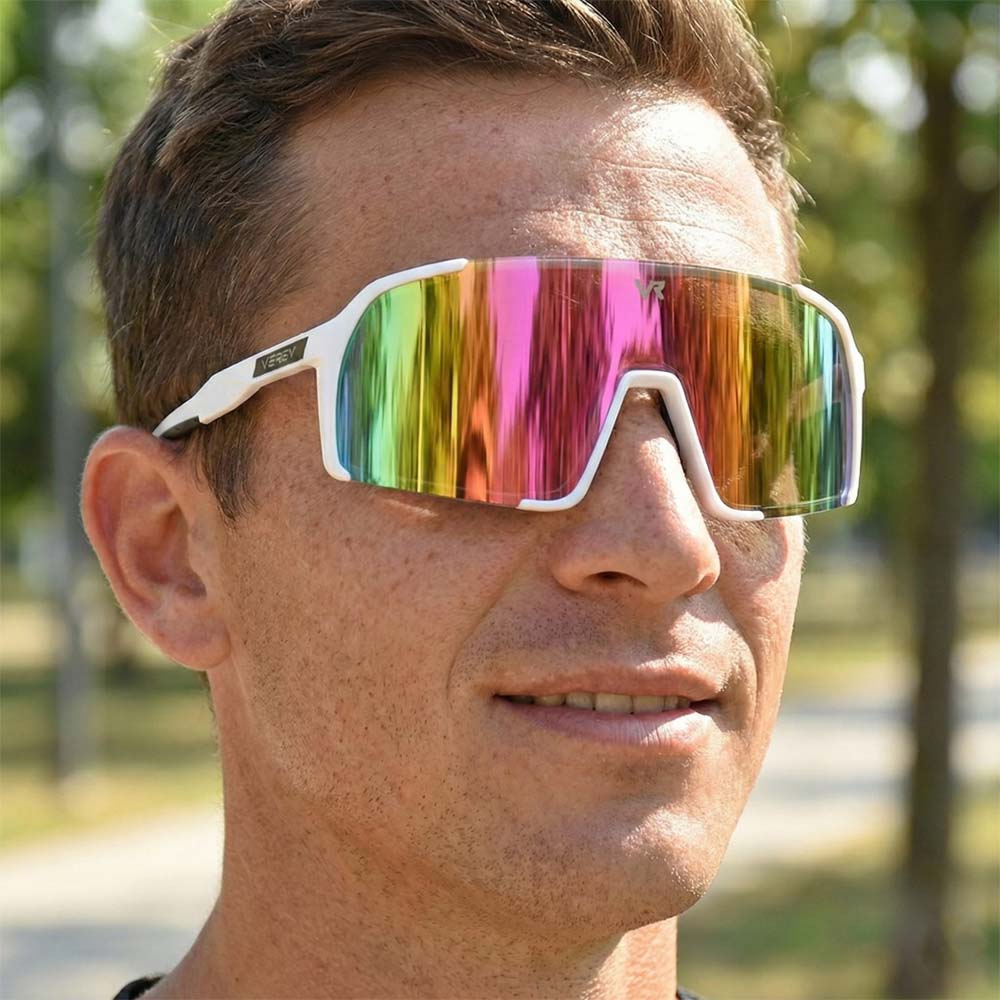 VeyRey sportovní sluneční brýle Burub bílá obruba růžová skla