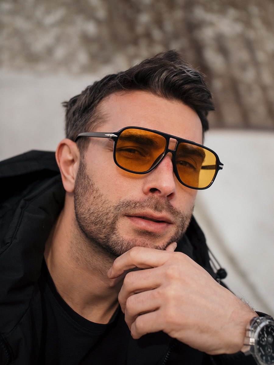 VeyRey sluneční brýle Ghost černá obruba oranžová skla