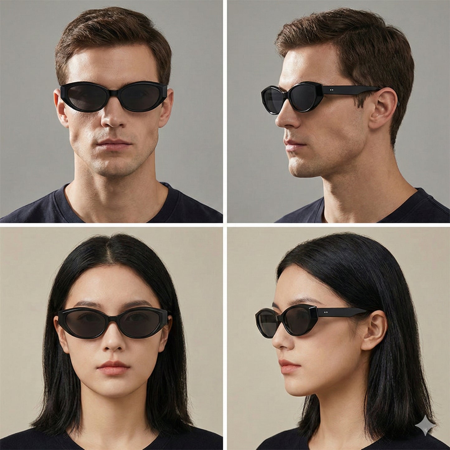 VeyRey dámské cat-eye acetátové sluneční brýle Sublepp černá obruba černá skla