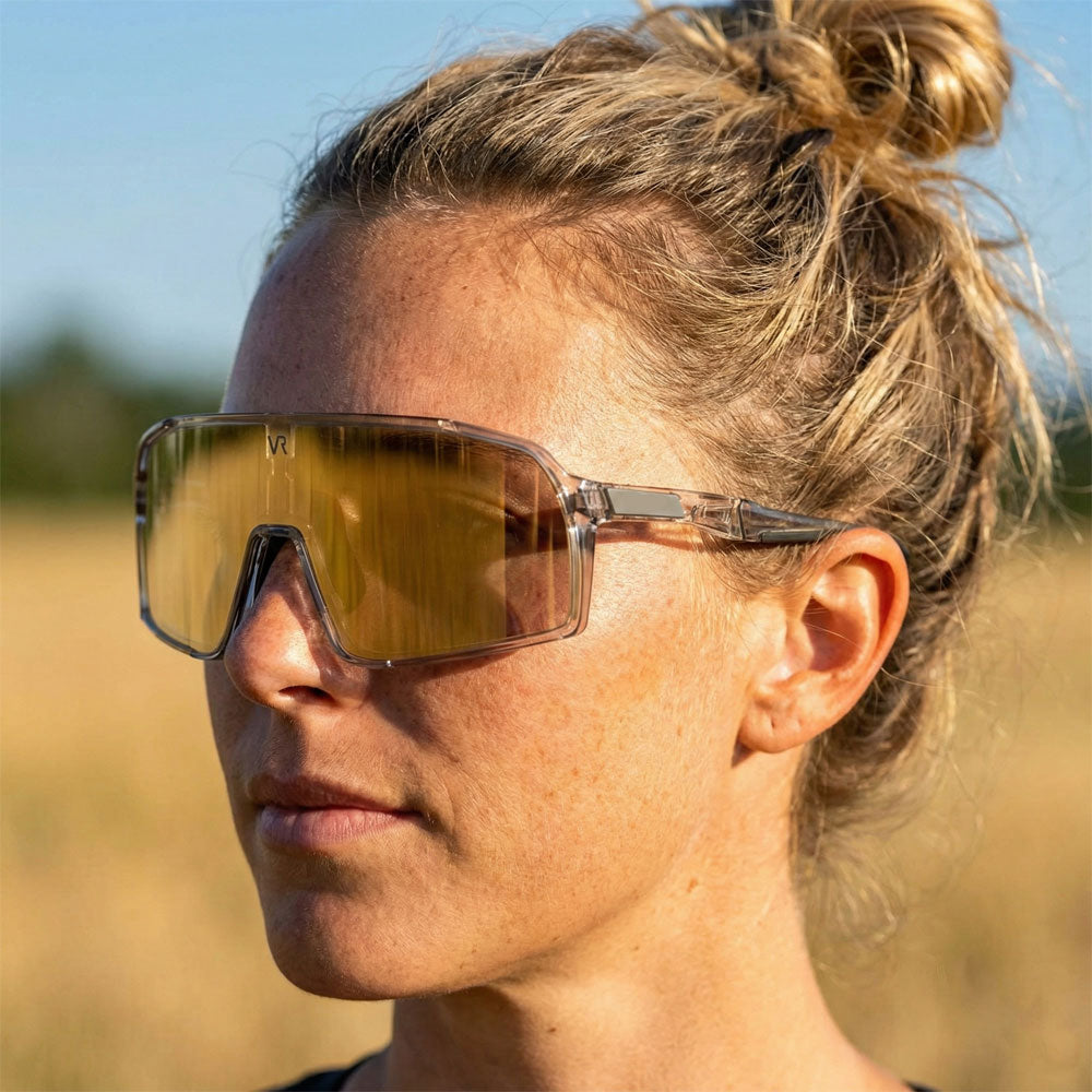 VeyRey sportovní fotochromatické sluneční brýle Ogharod průhledná-šedá obruba zlatá skla