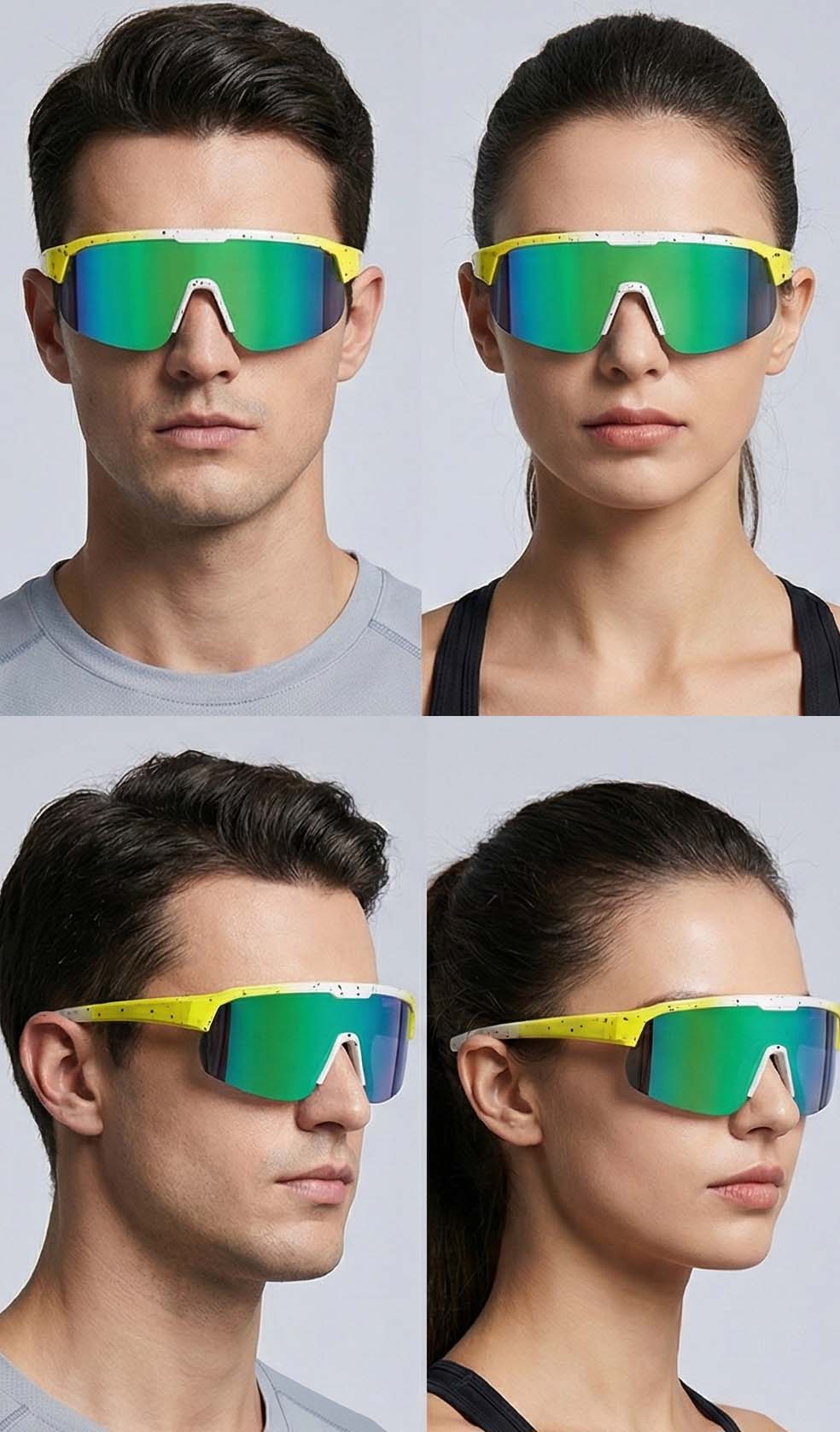VeyRey sportovní fotochromatické sluneční brýle Endank žlutá obruba zelená skla