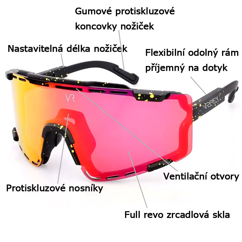 VeyRey sportovní sluneční brýle Semihoof bílá obruba červená skla