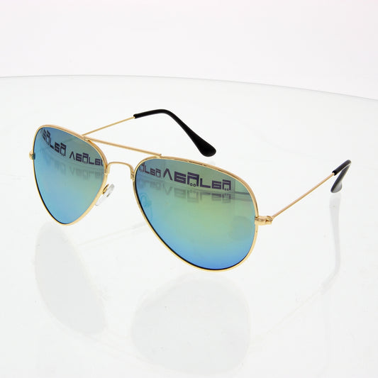 VeyRey Sluneční brýle zrcadlové pilotky zlaté obroučky zelená skla