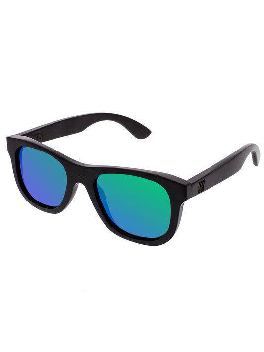 VeyRey Dřevěné polarizační sluneční brýle Root zelená skla