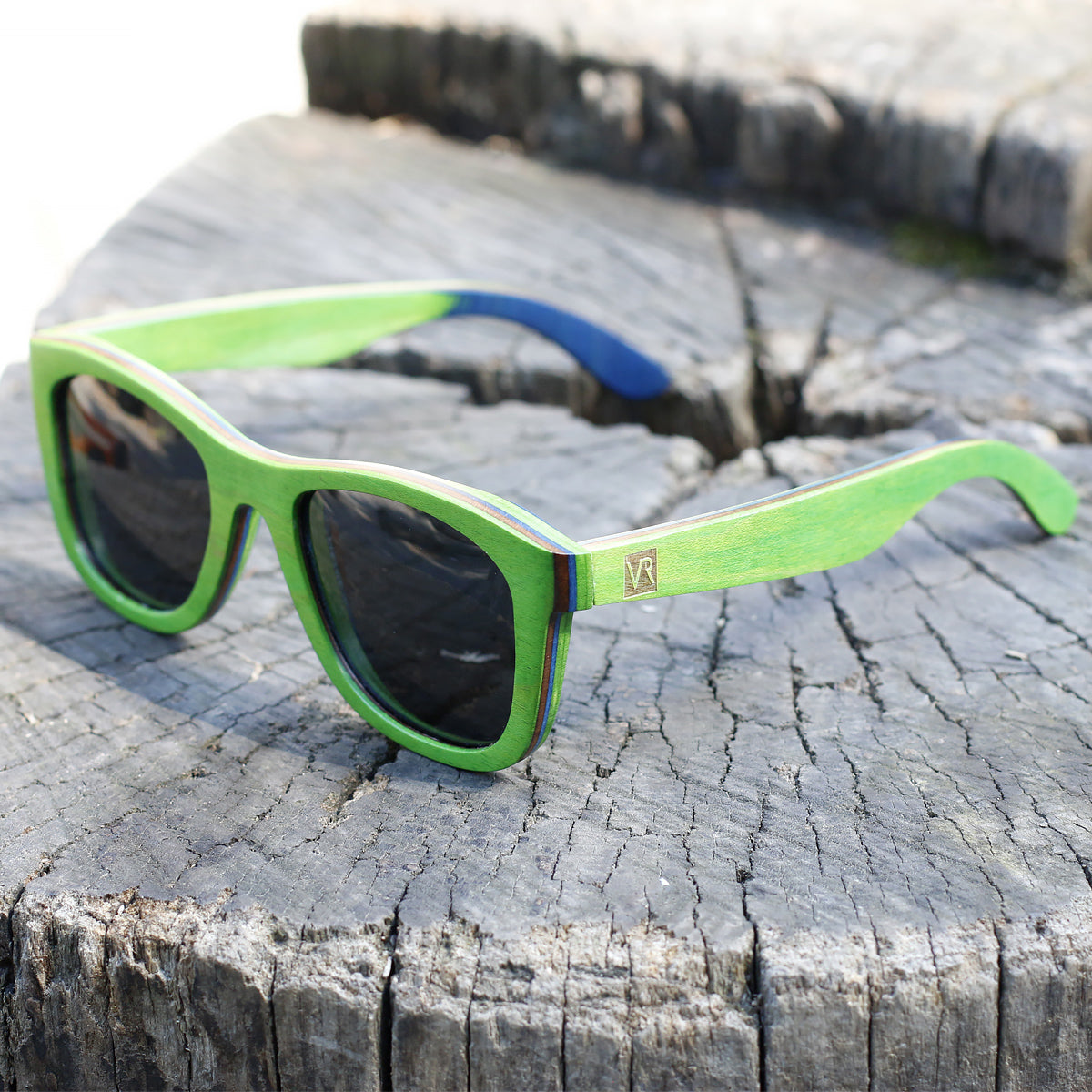 VeyRey Dřevěné polarizační sluneční brýle Metasequoia zelené