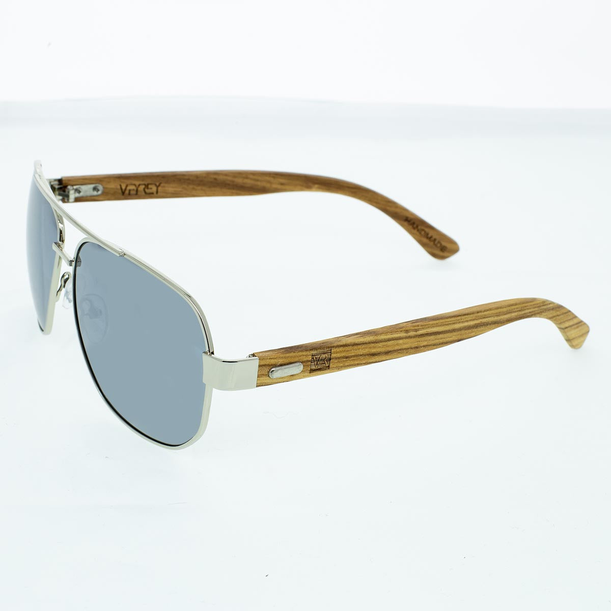 VeyRey Dřevěné sluneční brýle Pent stříbrná skla
